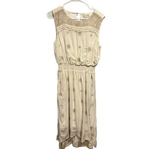 Nurture Cream Taupe sleeveless Maxi High Low Dress embroidered women's medium